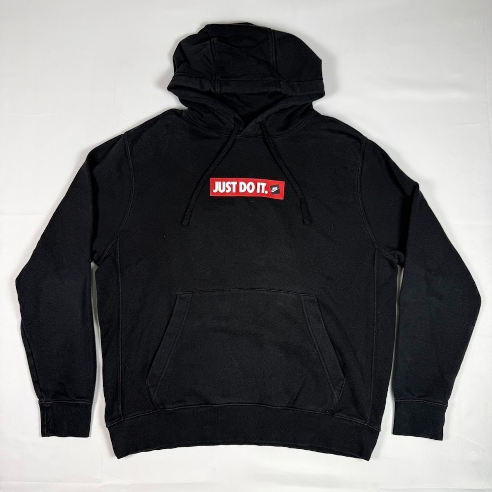 Nike Hoodie Mens Large Black Sportswear Fleece Just Do It Pullover Sweatshirt